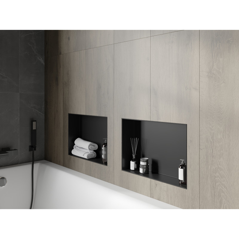 Mexen X-Wall-NR Nischenregal ohne Flansch 45 x 30 cm, schwarz - 1971453010
