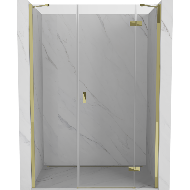 Mexen Mist-H Duschtür schwenkbar rechts 130 cm, transparent, gold - 8A5-130-001-50-00-P