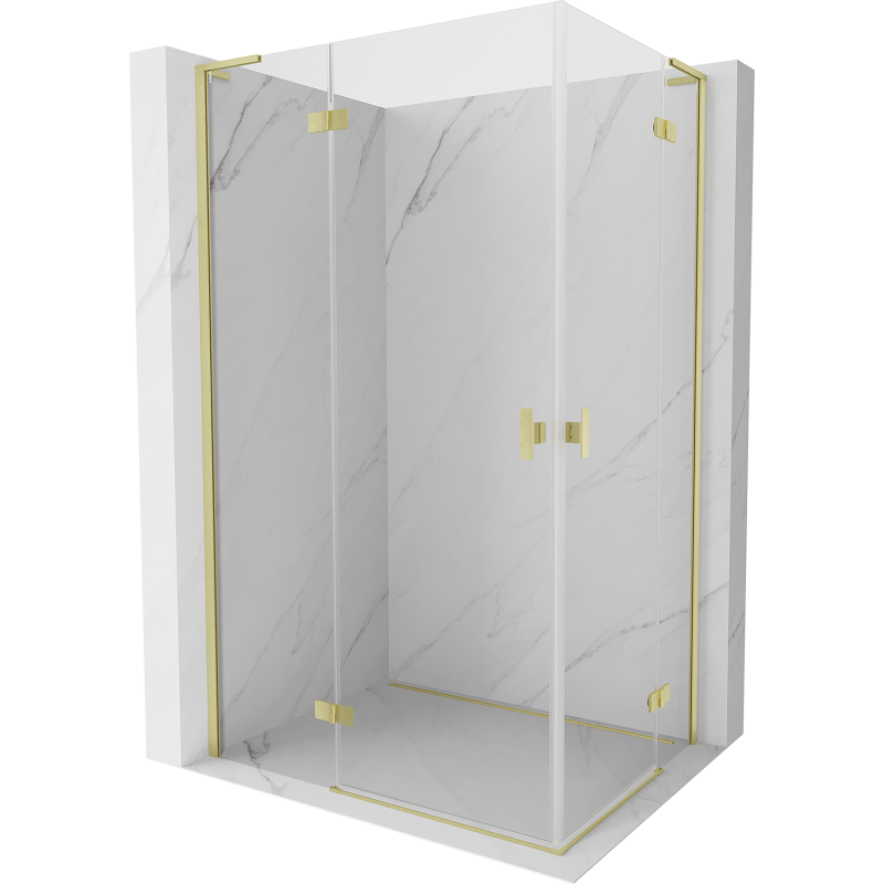 Mexen Mist-H L Duo Duschkabine Schwenktür links 115 x 70 cm, transparent, gebürstetes Gold - 8A5L-115L-070P-55-00