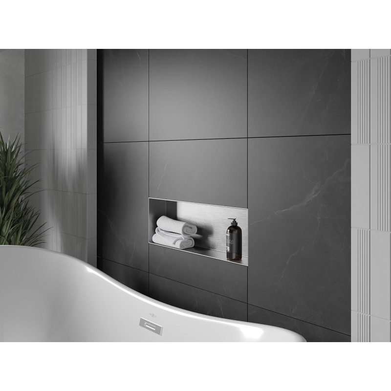 Mexen X-Wall-NR Einbau-Regal ohne Flansch 60 x 20 cm, Inox - 1911602010