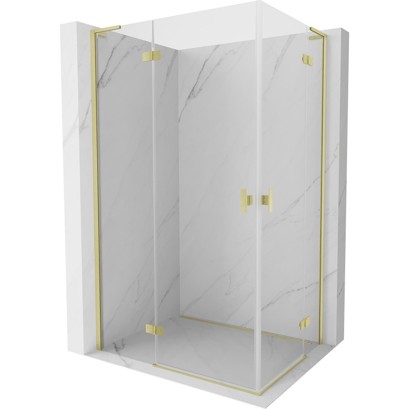 Mexen Mist-H L Duo-Duschkabine, links schwenkbar 85 x 80 cm, transparent, gebürstetes Gold - 8A5L-085L-080P-55-00