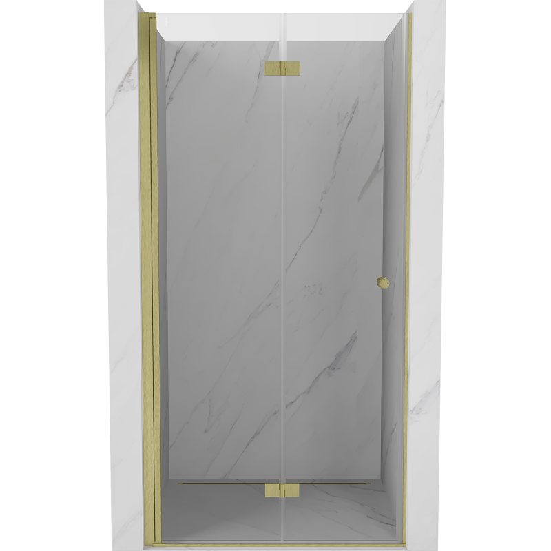 Mexen Mist-F Falttür Dusche links 100 cm, transparent, gebürstetes Gold - 8A6-100-000-55-00-L