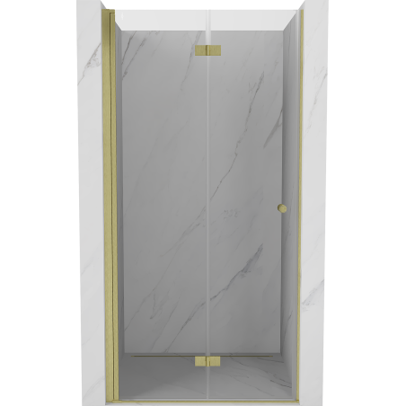 Mexen Mist-F faltbare Duschabtrennung links 120 cm, transparent, gebürstetes Gold - 8A6-120-000-55-00-L