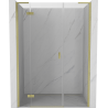 Mexen Mist-H L Duschabtrennung – links öffnend, 135 cm, transparent, gold gebürstet - 8A5L-135-001-55-00-L