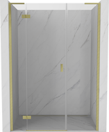 Mexen Mist-H L Duschabtrennung – links öffnend, 135 cm, transparent, gold gebürstet - 8A5L-135-001-55-00-L