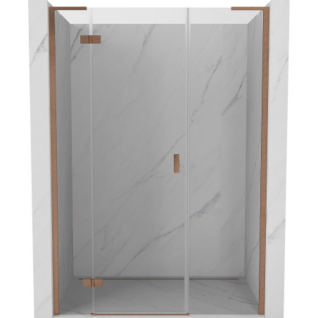 Mexen Mist-H L Duschtür, links öffnend, 125 cm, transparent, gebürstetes Kupfer - 8A5L-125-001-65-00-L