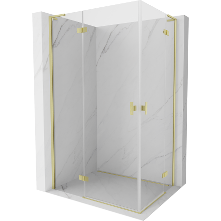 Mexen Mist-H L Duo Duschkabine, nach links öffnend, 110 x 85 cm, transparent, gebürstetes Gold - 8A5L-110L-085P-55-00