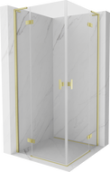 Mexen Mist-H L Duo Duschkabine Schwenkbar 90 x 90 cm, transparent, gebürstetes Gold - 8A5L-090L-090P-55-00