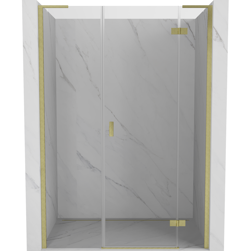 Mexen Mist-H L Duschtür rechts angeschlagen 135 cm, transparent, gebürstetes Gold - 8A5L-135-001-55-00-P