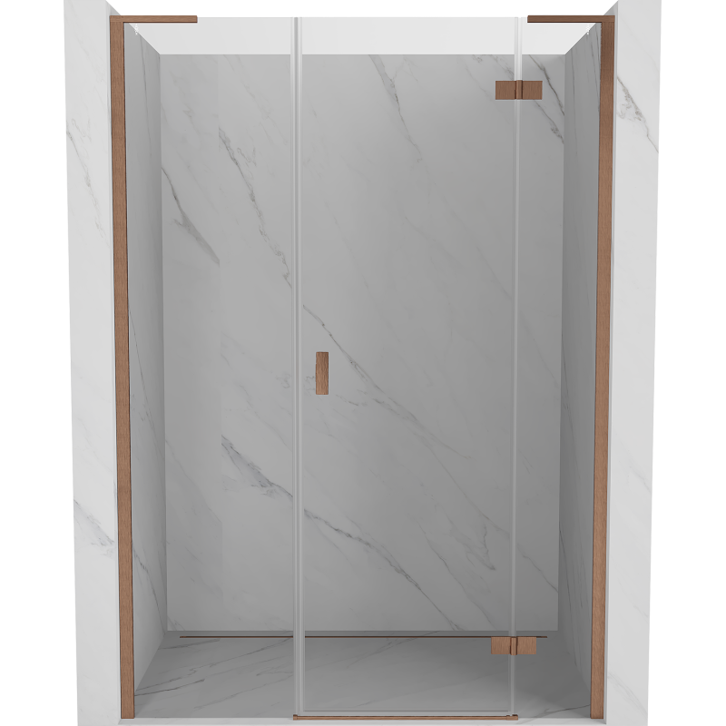 Mexen Mist-H L Duschdrehür rechts 125 cm, transparent, gebürstetes Kupfer - 8A5L-125-001-65-00-P