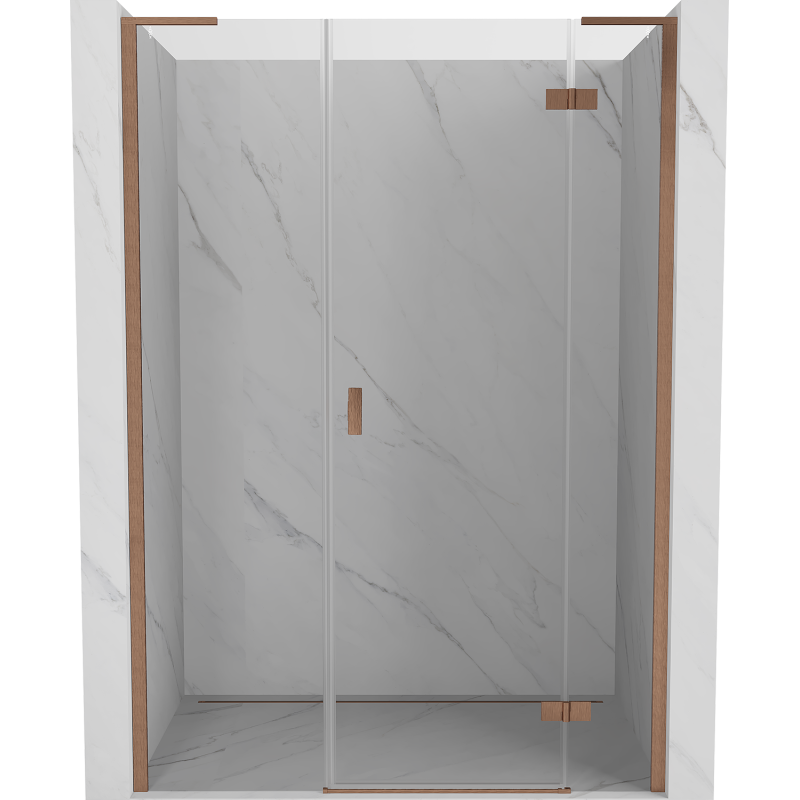 Mexen Mist-H L Duschwandtür schwenkbar rechts 130 cm, transparent, gebürstetes Kupfer - 8A5L-130-001-65-00-P