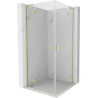Mexen Mist-H L Duo Duschkabine klappbar 100 x 100 cm, transparent, gebürstetes Gold - 8A5L-100L-100P-55-00