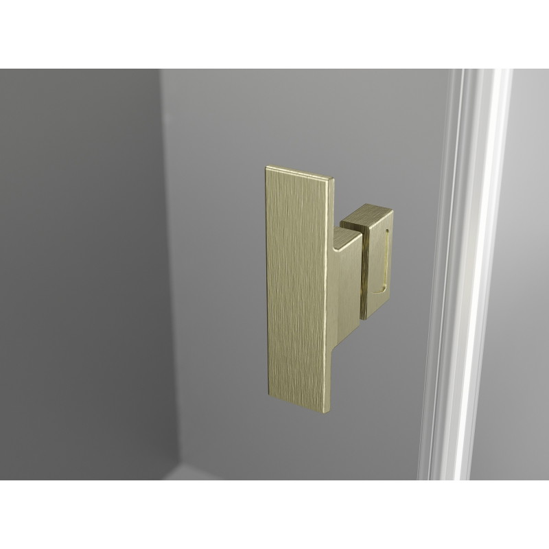 Mexen Mist-H L Duo Duschkabine, links schwingbar, 115 x 105 cm, transparent, gebürstetes Gold - 8A5L-115L-105P-55-00