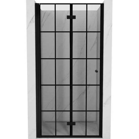 Mexen Mist-F faltbare Duschwandtür links 60 cm, schwarzes Gitter, schwarz - 8A6-060-000-70-77-L