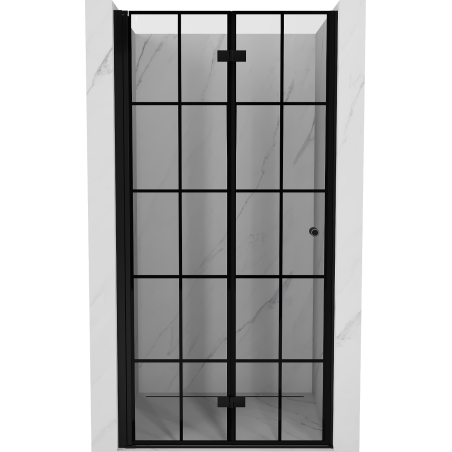 Mexen Mist-F Duschfaltwand links 120 cm, schwarzes Gitter, schwarz - 8A6-120-000-70-77-L
