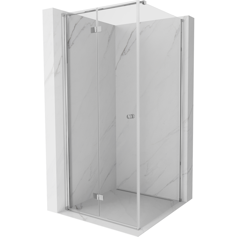 Mexen Mist-F faltbare Duschkabine links 80 x 80 cm, transparent, Chrom - 8A6T-080-080-01-00-L