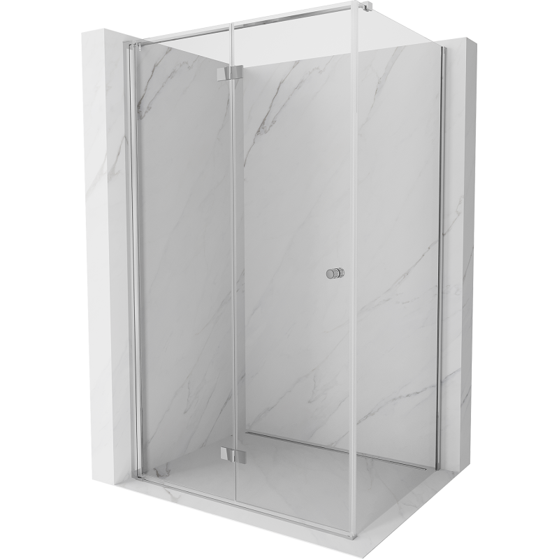 Mexen Mist-F klappbare Duschkabine links 100 x 80 cm, transparent, Chrom - 8A6T-100-080-01-00-L