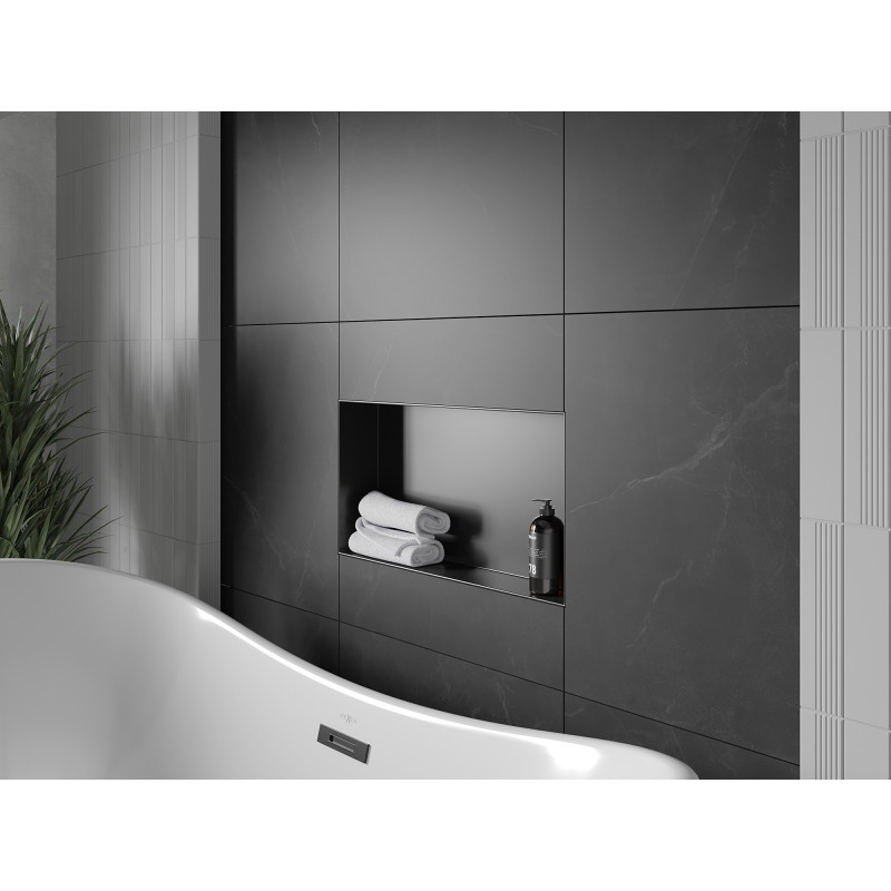 Mexen X-Wall-NR Nischenregal ohne Flansch 60 x 30 cm, schwarz - 1971603010