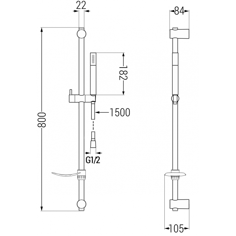 Mexen DF70 verstellbares Duschset, Chrom - 785704582-00