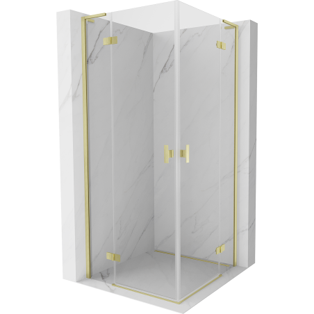 Mexen Mist-H L Duo Duschkabine Schwingtür 120 x 120 cm, transparent, gebürstetes Gold - 8A5L-120L-120P-55-00