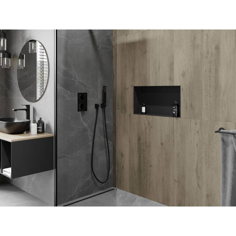 Mexen X-Wall-NR Nischenregal ohne Flansch 60 x 30 cm, schwarz - 1971603010