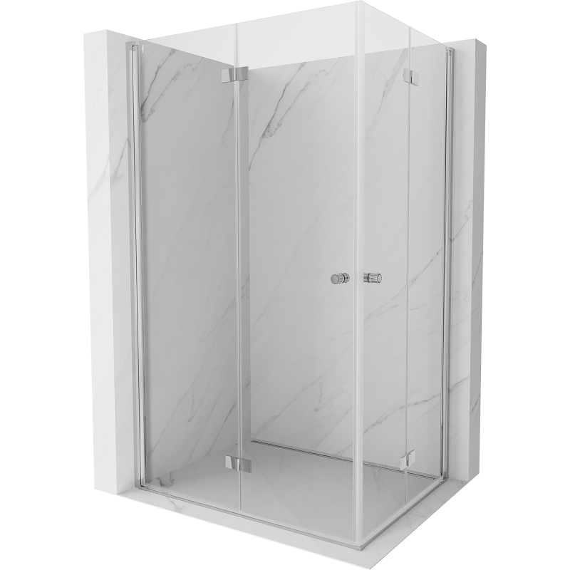 Mexen Mist-F Duo klappbare Duschkabine links 90 x 70 cm, transparent, chrom - 8A6-090L-070P-01-00