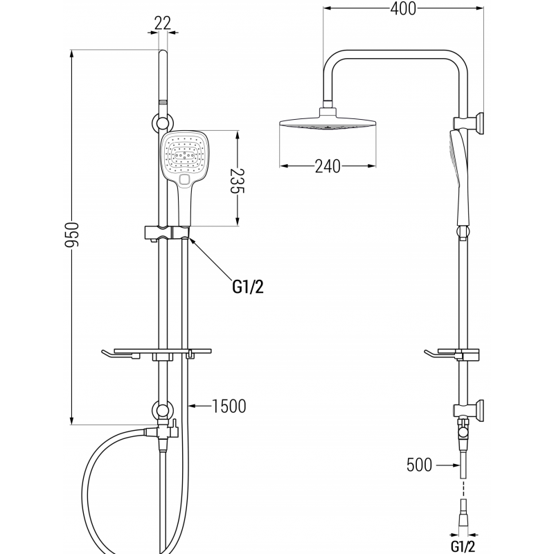 Mexen T17 Duschsäule, Chrom/Weiß - 798171793-02