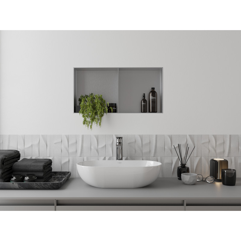 Mexen X-Wall-NR Nischenregal ohne Flansch mit Regal 60 x 30 cm, Inox - 1911603010S