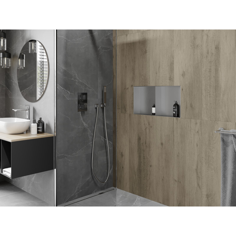 Mexen X-Wall-NR Nischenregal ohne Flansch mit Regal 60 x 30 cm, Inox - 1911603010S