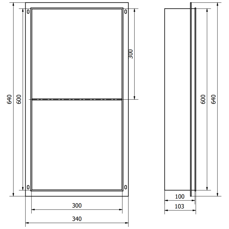 Mexen X-Wall-NR Nischenregal ohne Blende mit Regal 60 x 30 cm, weiß - 1921603010S
