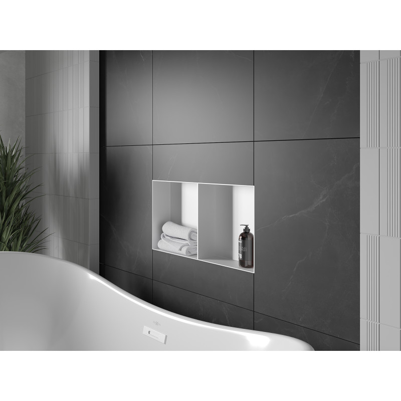 Mexen X-Wall-NR Nischenregal ohne Flansch mit Regal 60 x 30 cm, weiß - 1921603010S