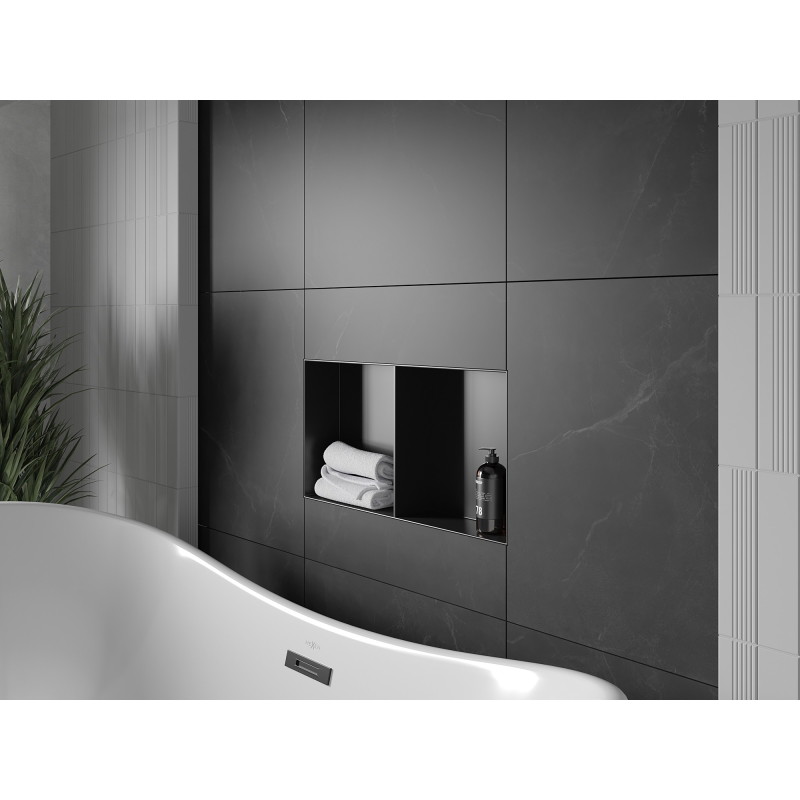 Mexen X-Wall-NR Nischenregal ohne Flansch mit Ablage 60 x 30 cm, schwarz - 1971603010S