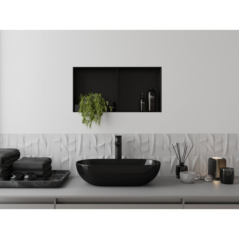 Mexen X-Wall-NR Nischenregal ohne Flansch mit Regalbrett 60 x 30 cm, schwarz - 1971603010S