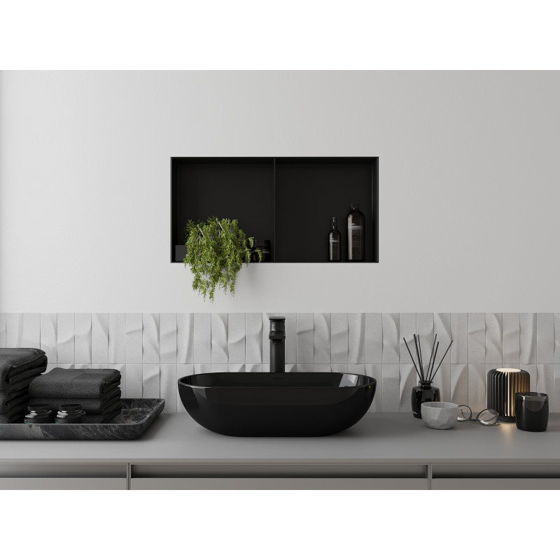 Mexen X-Wall-NR Nischenregal ohne Rahmen mit Regal 60 x 30 cm, schwarz - 1971603010S
