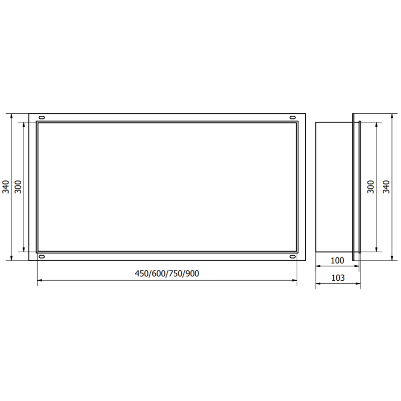Mexen X-Wall-NR Nischenregal ohne Verkleidung 75 x 30 cm, Inox - 1911753010