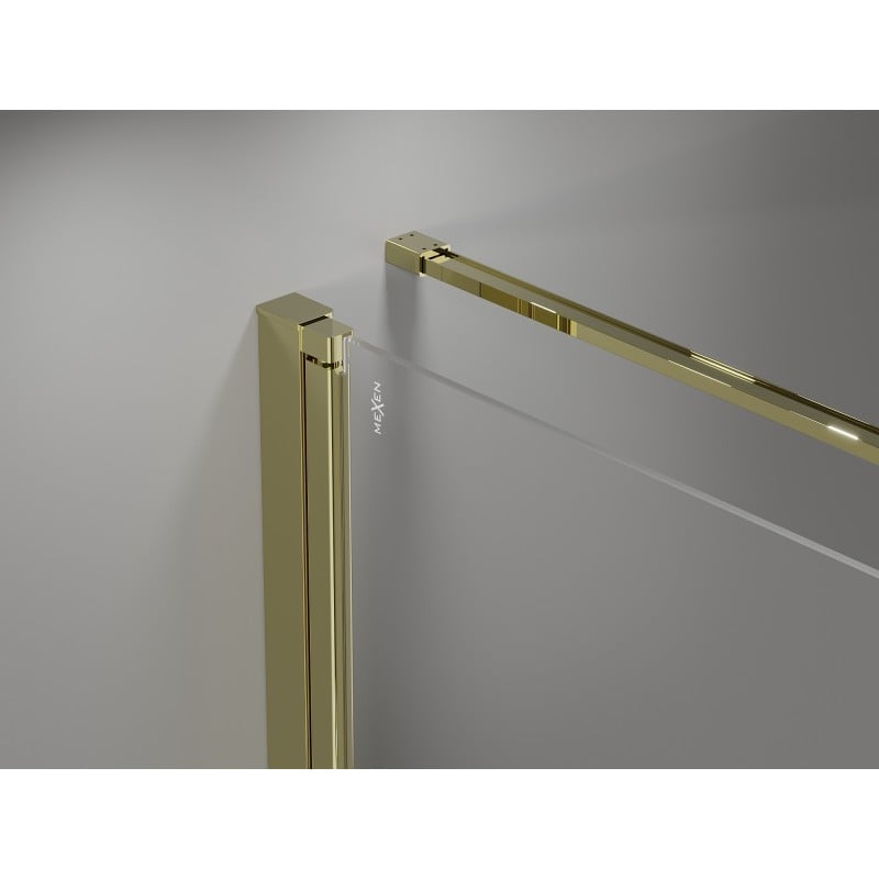 Mexen Mist-F faltbare Duschkabine links 120 x 110 cm, transparent, gold - 8A6T-120-110-50-00-L