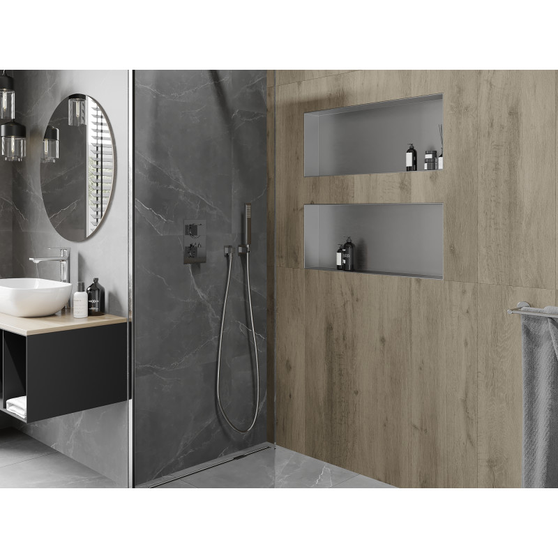 Mexen X-Wall-NR Nischenregal ohne Flansch 75 x 30 cm, Inox - 1911753010