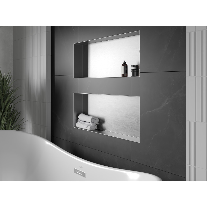 Mexen X-Wall-NR Nischenregal ohne Flansch 75 x 30 cm, Inox - 1911753010