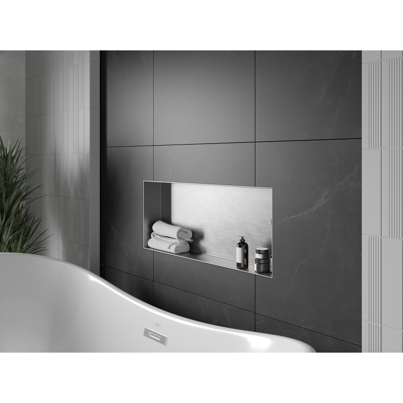Mexen X-Wall-NR Nischenregal ohne Verkleidung 75 x 30 cm, Inox - 1911753010