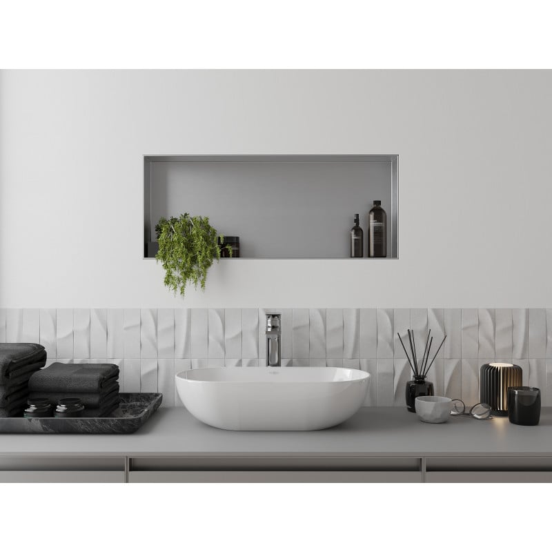 Mexen X-Wall-NR Nischenregal ohne Verkleidung 75 x 30 cm, Inox - 1911753010