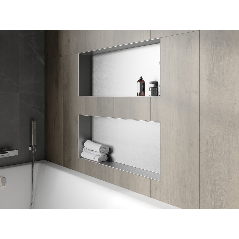Mexen X-Wall-NR Nischenregal ohne Verkleidung 75 x 30 cm, Inox - 1911753010