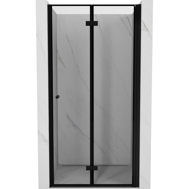 Mexen Mist-F Falttür für Dusche rechts 80 cm, schwarzer Rahmen, schwarz - 8A6-080-000-70-70-P