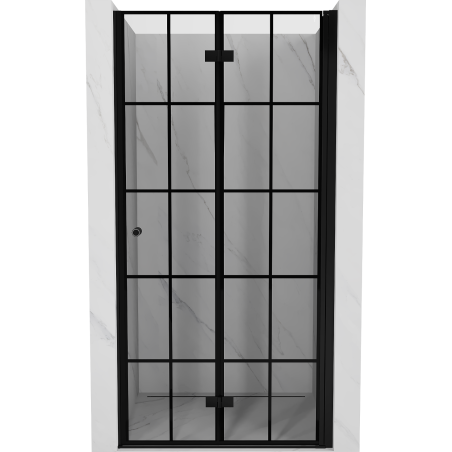 Mexen Mist-F faltbare Duschabtrennung rechts 60 cm, schwarzes Gitter, Schwarz - 8A6-060-000-70-77-P