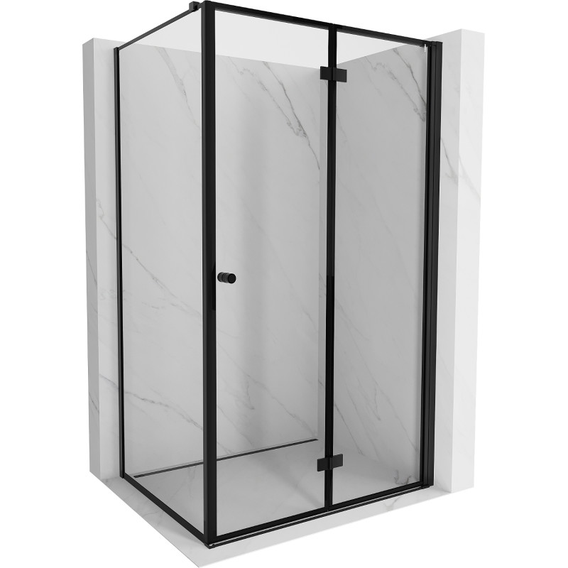 Mexen Mist-F faltbare Duschkabine rechts 75 x 70 cm, schwarzer Rahmen, schwarz - 8A6T-075-070-70-70-P