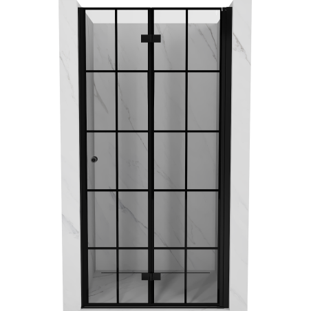 Mexen Mist-F Falttür Duschabtrennung rechts 75 cm, schwarzes Gitter, schwarz - 8A6-075-000-70-77-P