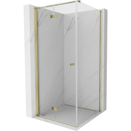 Mexen Mist-F Faltduschkabine links 100 x 100 cm, transparent, gold - 8A6T-100-100-50-00-L