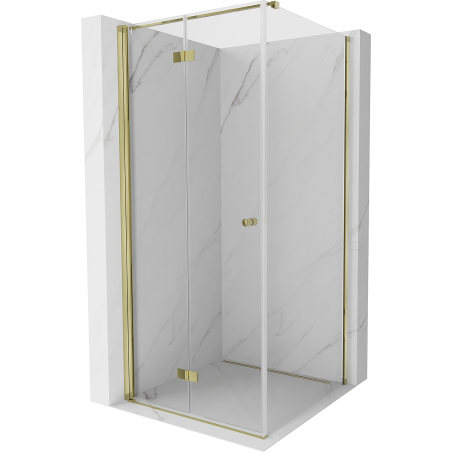 Mexen Mist-F Duschkabine klappbar links 110 x 110 cm, transparent, gold - 8A6T-110-110-50-00-L