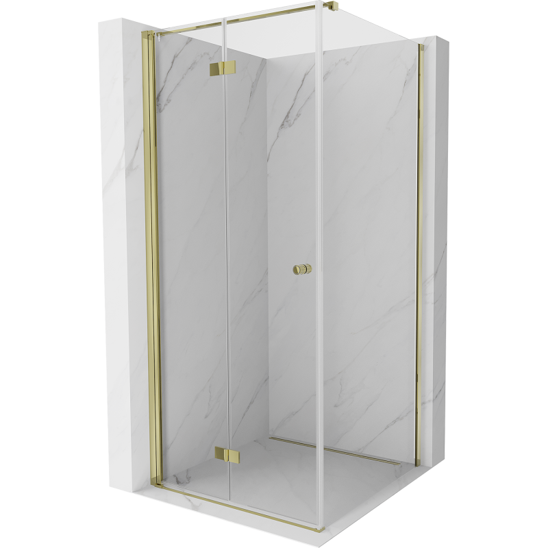Mexen Mist-F klappbare Duschkabine links 120 x 120 cm, transparent, gold - 8A6T-120-120-50-00-L