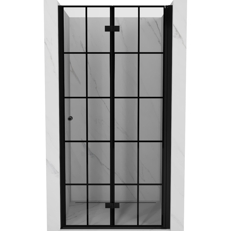 Mexen Mist-F Faltbare Duschkabine rechts 120 cm, schwarzes Gitter, schwarz - 8A6-120-000-70-77-P