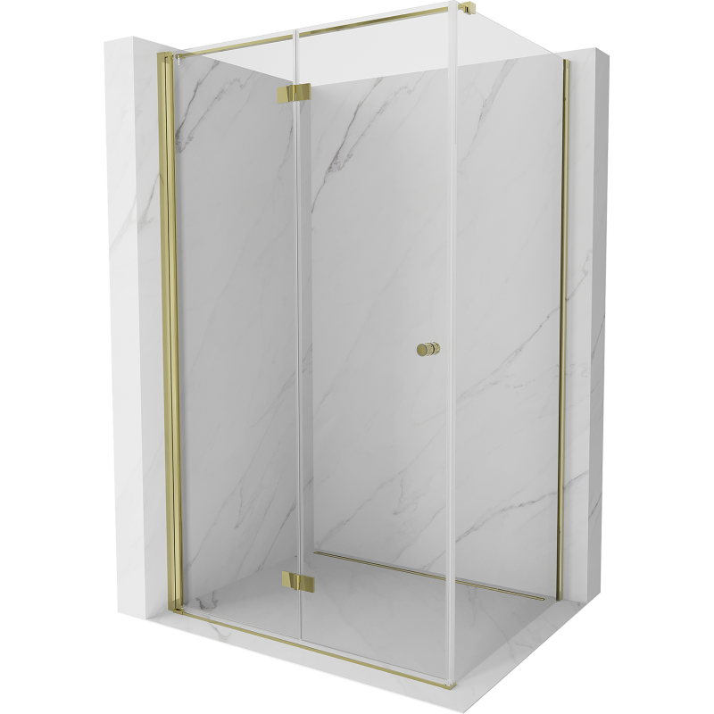 Mexen Mist-F faltbare Duschkabine links 100 x 75 cm, transparent, gold - 8A6T-100-075-50-00-L